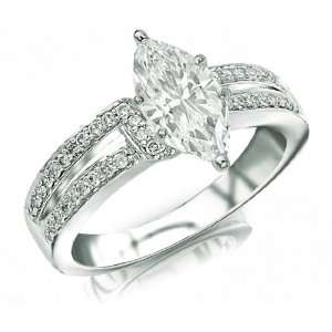  0.61 Carat Elegant 14k White Gold Engagement Ring Jewelry