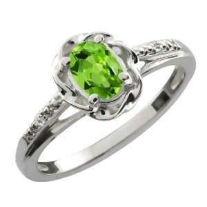  0.51 Ct Oval Green Peridot White Topaz Sterling Silver 