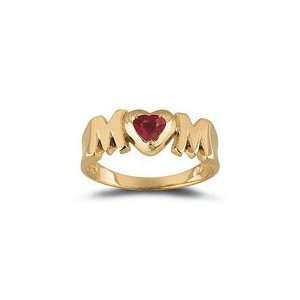  0.30 Cts Ruby Solitaire Heart MOM Ring in 14K Yellow Gold 