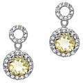 Glitzy Rocks Sterling Silver Citrine and CZ Circle Dangle Earrings 