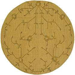 Hand woven Flat weave Gold Wool Rug (59 Round)  