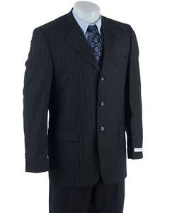 Perry Ellis Mens 3 button Charcoal Striped Suit  