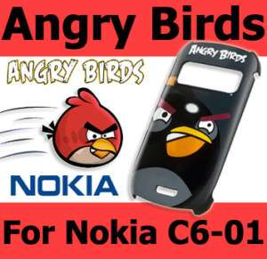 NOKIA BLACK ANGRY BIRDS HARD CASE COVER FOR NOKIA C6 01 6907384026388 