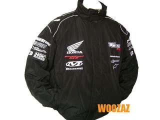 HONDA TES Motor Racing Embroidered Jacket Black L  