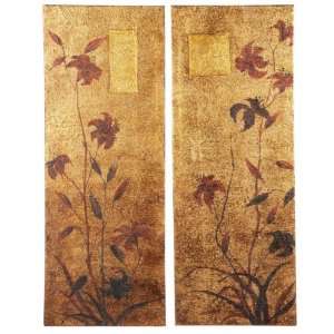  Distressed Gold Japanese Duo Panel Wall Art   Set of 2 by 