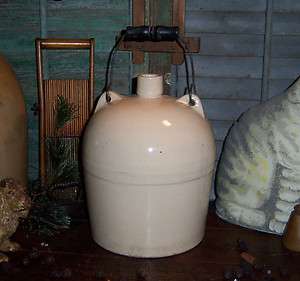 Primitive Antique Vtg 1800s Bail Handle Beehive Stoneware White Glaze 
