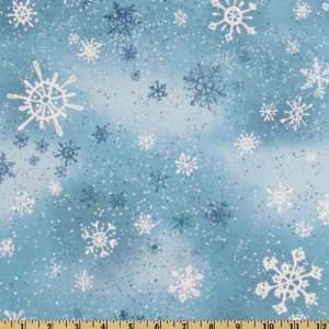  44 Wide Snow Show Flannel Snow Flurry Blue Fabric By The 