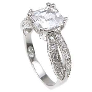  2.00 Ct Princess Cut Solitaire Engagement Ring with Round Cut 