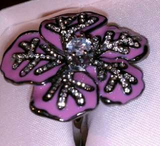 JUICY COUTURE Purple Flower Cocktail Ring YJRU4391 NEW  