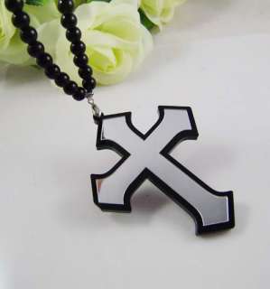 Hip Hop Good Quality 2pcs Fashion Acrylic Cross Pendants Rosary Beaded 