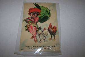 1900s BLACK AMERICANA postcard CHICKENS  