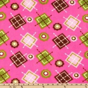   Fleece Argyle Pink/Green Fabric By The Yard Arts, Crafts & Sewing