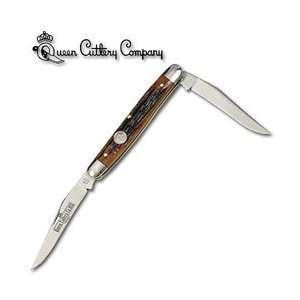 Queen Muskrat Honey Stag Folding Knife 