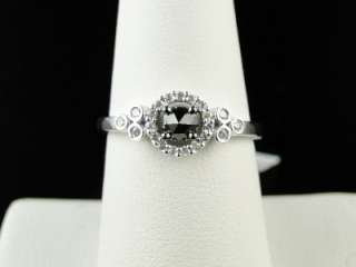  GOLD BLACK DIAMOND ROUND ROSE CUT SOLITAIRE ENGAGEMENT RING  