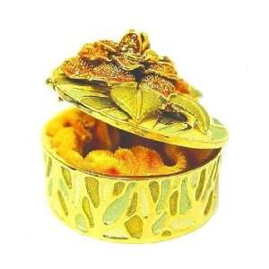 Yellow Peony Flower Box Swarovski Crystals 24K Gold Jewelry, Trinket 