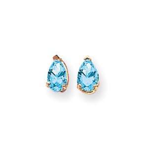  14k 6x4mm Pear Blue Topaz Earrings West Coast Jewelry 