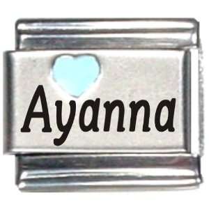  Ayanna Light Blue Heart Laser Name Italian Charm Link 