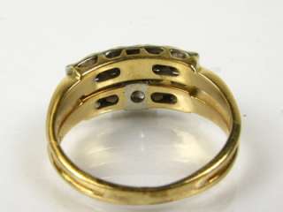   Vintage .16ctw Natural Diamond 14k 2 Tone Gold Wedding Ring Set 4.4g