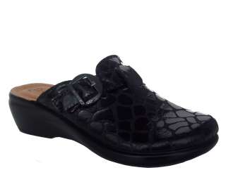   Flot NERO Womens Black Leather Casual Comfort ITALY Clog Shoes  