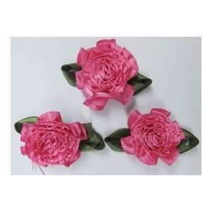   Hot Pink Cabbage Fabric Flowers Appliques Wx3 Arts, Crafts & Sewing