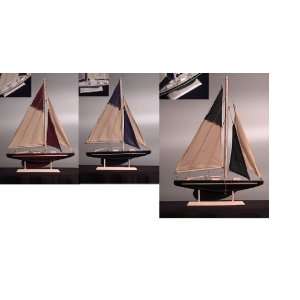  SET OF 3  Chesapeake Bay 19 Wood Sailboat models  Blue 