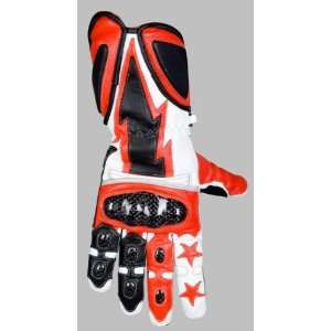  Red & White Kevlar Leather Motorcycle Bike Gloves S XL 
