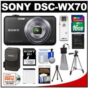 Sony Cyber Shot DSC WX70 Digital Camera Bundle (Black) with 4GB Card 
