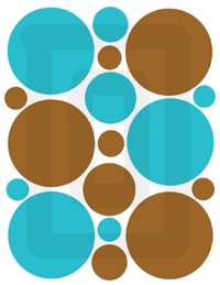 BROWN BLUE CIRCLE POLKA DOTS WALL STICKERS DECALS DECOR  