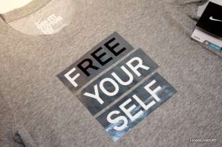 Nike Cruiser FREE YOURSELF TShirt Grey/White Black Womens Size S New 