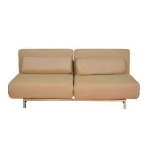    Cream Fabric 2 Seat Sofa Chair Convertible Set