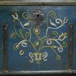   Hand Painted Blue Russian Trunk Chest Floral Motif Circa 1890  