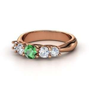   Oh La Lovely Ring, Round Emerald 14K Rose Gold Ring with Diamond