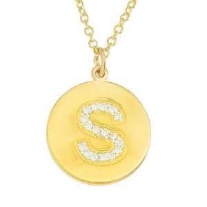  Personalized 14k Yellow gold and diamonds initial S disc 