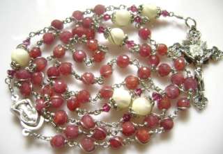 STERLING 925 SILVER UNDOUBTED RUBY ROSARY  Beautiful   