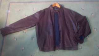 Dark Brown Polo Leather Jacket Ralph Lauren Large  