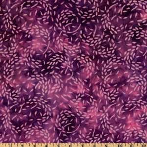  44 Wide Tonga Batik Hard Candy Leaf Swirls Violet Fabric 