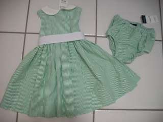   New RALPH LAUREN Girl 18 M 2 3 4 6 6X Blue Green Pink Seersucker Dress