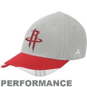 adidas Houston Rockets Gray Red Official On Court Performance Flex Fit 