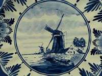 d605 Windmill on 9¾ HANDPAINTED DELFT BLUE WALL PLATE  