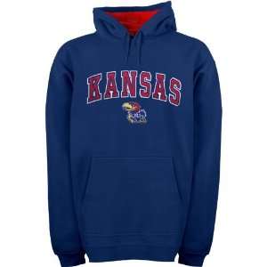  Kansas Jayhawks Arch Logo Hooded Sweatshirt (Blue) Sports 