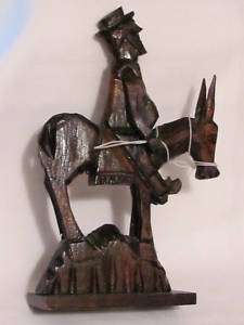 Wood Figurine Art Sculpture Donkey Mule Man Mountain 11  