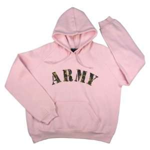  1067 Pink Army Hooded Sweatshirt (Medium) Sports 