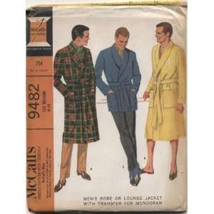  Vintage 1968 McCalls Mens Robe or Lounge Jacket Sewing 