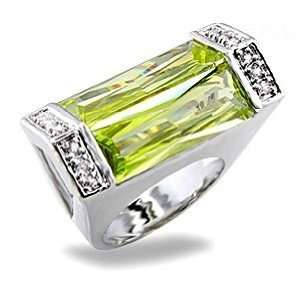  Peridot CZ Cocktail Ring SZ 7 Jewelry