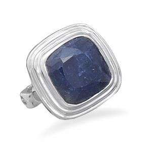  Square Faceted Sapphire Ring, 7 Jewelry