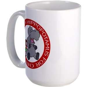  Hippopotamus For Christmas Funny Large Mug by  