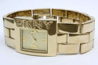 New DKNY Women Steel Gold Crystal Dress Watch NY4509  