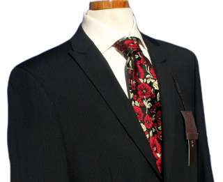 Profile Black Pinstripe Slim Cut Mens Peak Lapel Suit  