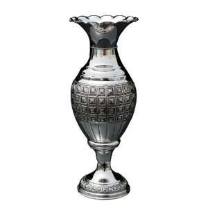  Silver Plated Vase with Rows of Cubes