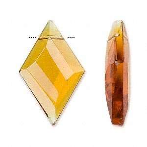 4205 Celestial Crystal® Focal Bead, honey, 32x20mm faceted diamond 